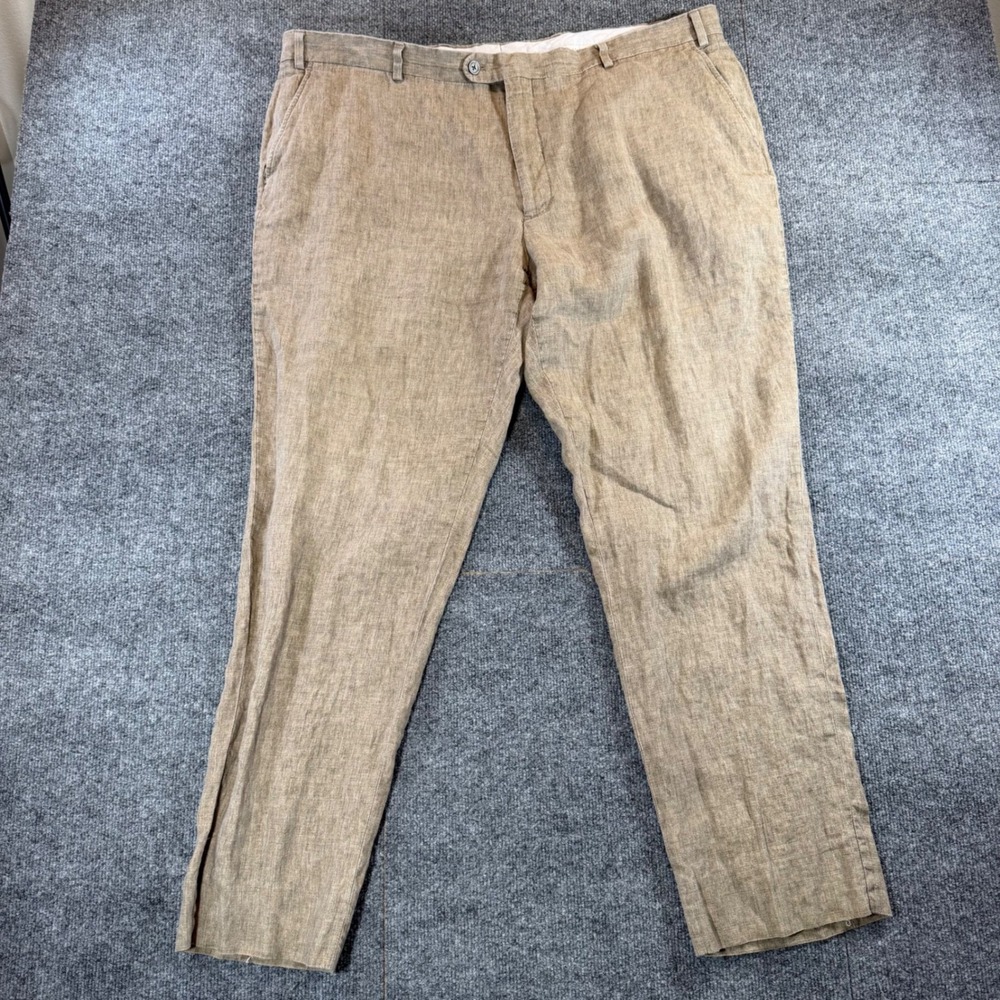 Joseph Abboud Mens 46 Brown Leomaster Italian Linen Pants Reosrt Wedding Luxury